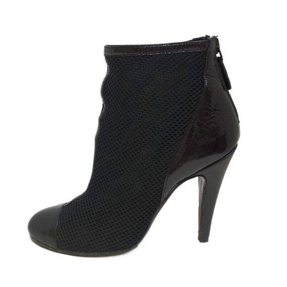 CHANEL - Black Chemical Fiber Patent Leather Women's Boots 256-070225 - Picture 1 of 7